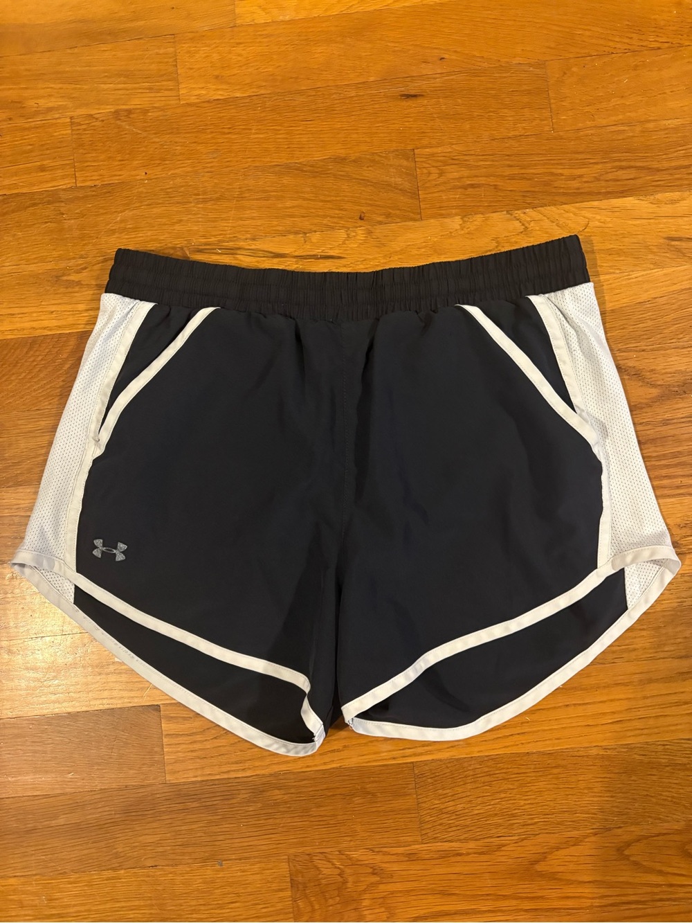 Under Armour Women’s Black Athletic Shorts with White Trim